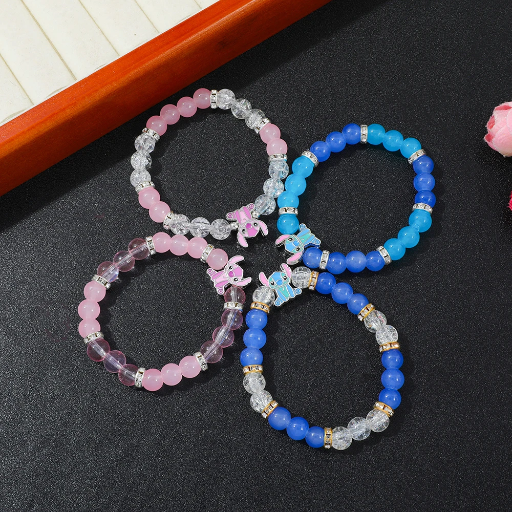 ディズニーかわいいフィギュアステッチエンジェルシリーズアクセサリー創造性漫画リロ & スティッチ飾り親友のためのエレガントなおもちゃギフト