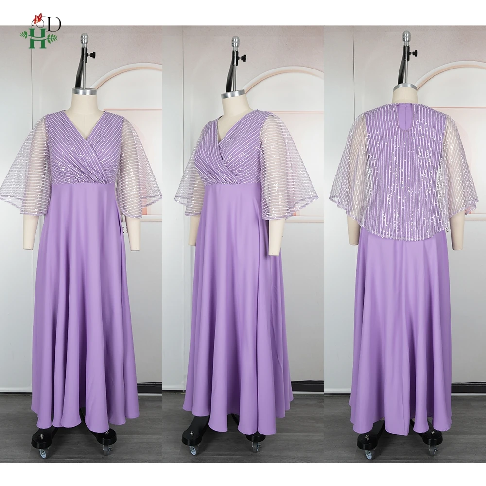 For African Women Plus Size Clothes Luxury Wedding Party Maxi Fashion Dresses Evening Gown Turkey Sequin Robe Dress 2025 New
