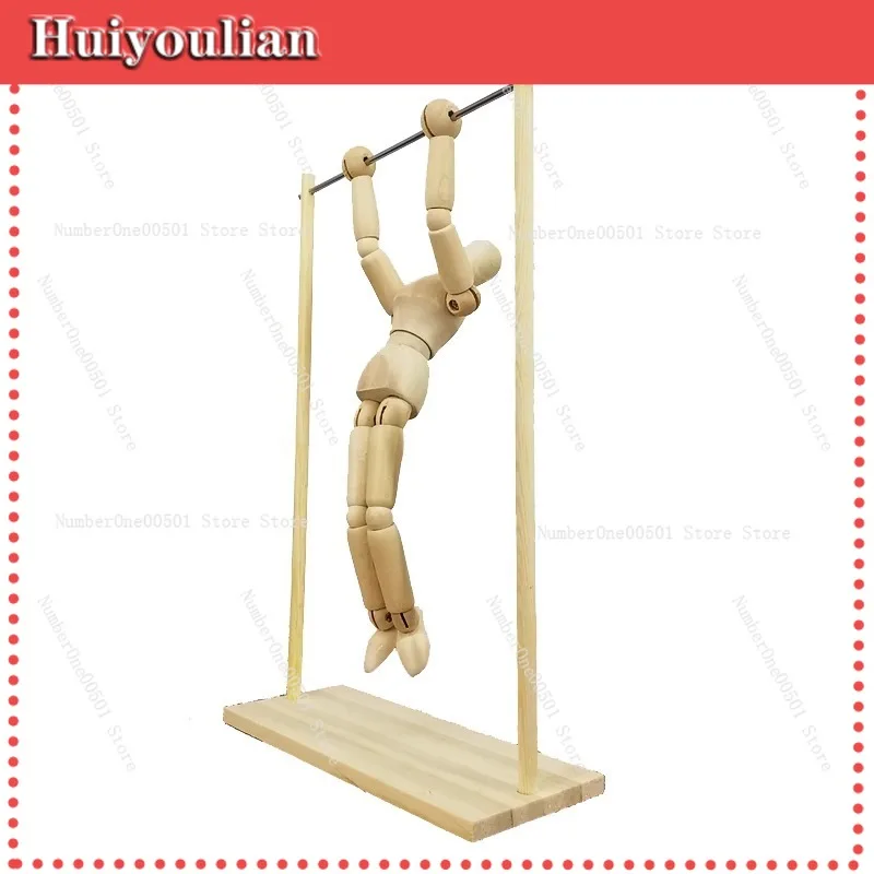 

Sports Ornament Pull Horizontal Bar Parallel Bar Wooden Man Mini Horizontal Bar Model Desktop Ornament -011