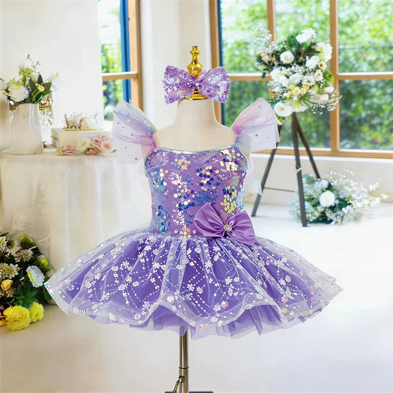 Stage Wear Festival Celebration Modern Dance Dress for Girls Sequin Lyrical Contemporary Freestyle Dance Costume Girls - view 5