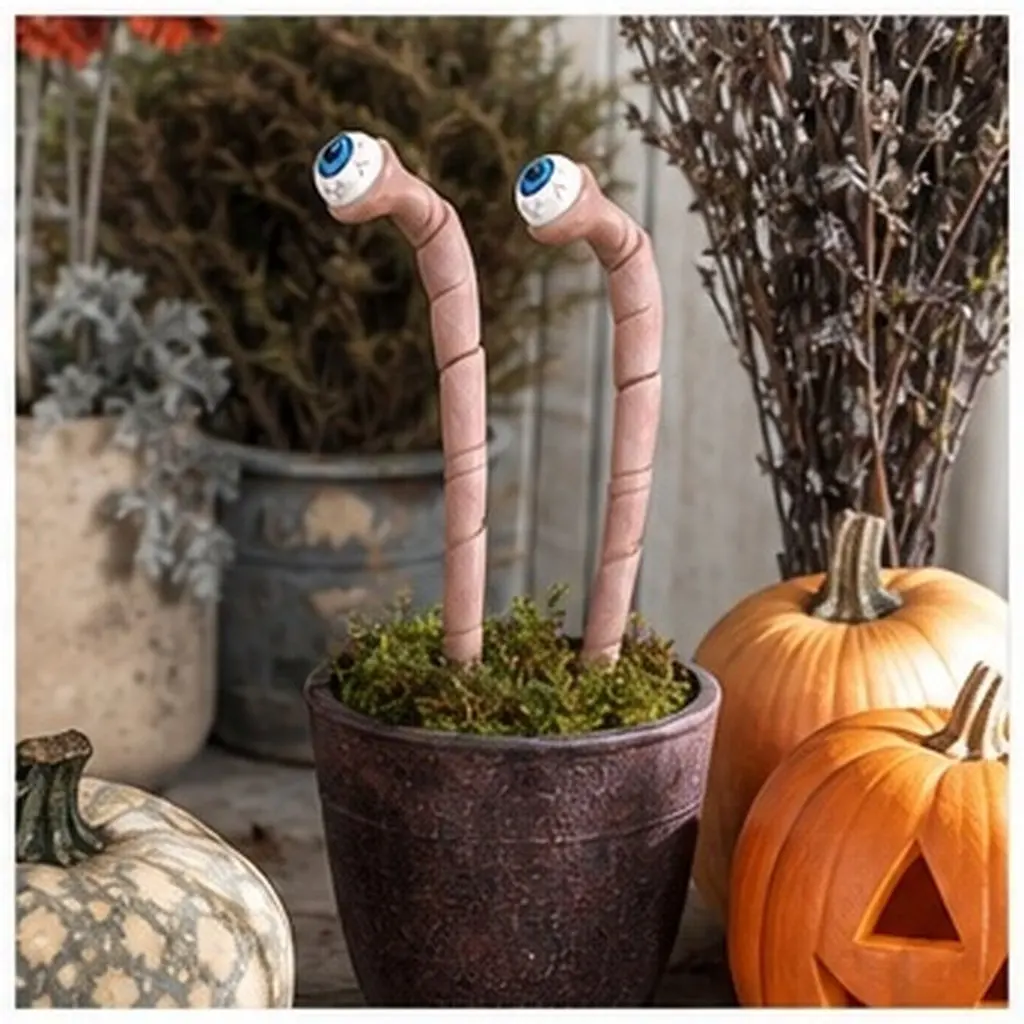 2Pcs Halloween Eyes Flowerpot Decoration Vinyl Gardening Lawn Stakes Creepy Outdoor Yard Inserted Decor Scary Halloween Party