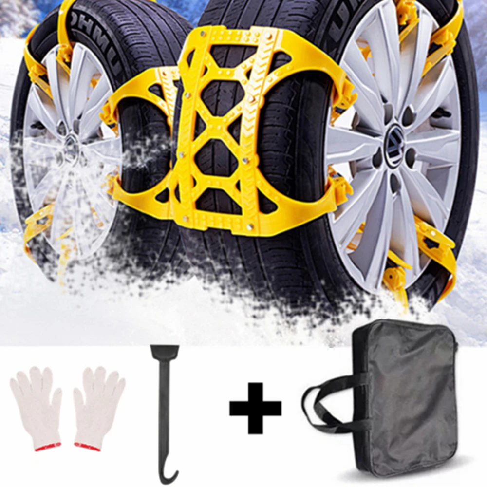 

6PCS Snow Tire Chain Car Tyres Snow Bands Off Road Universal Urethane Wheels TPU Wheel Ties Anti-skid Chains For Cars