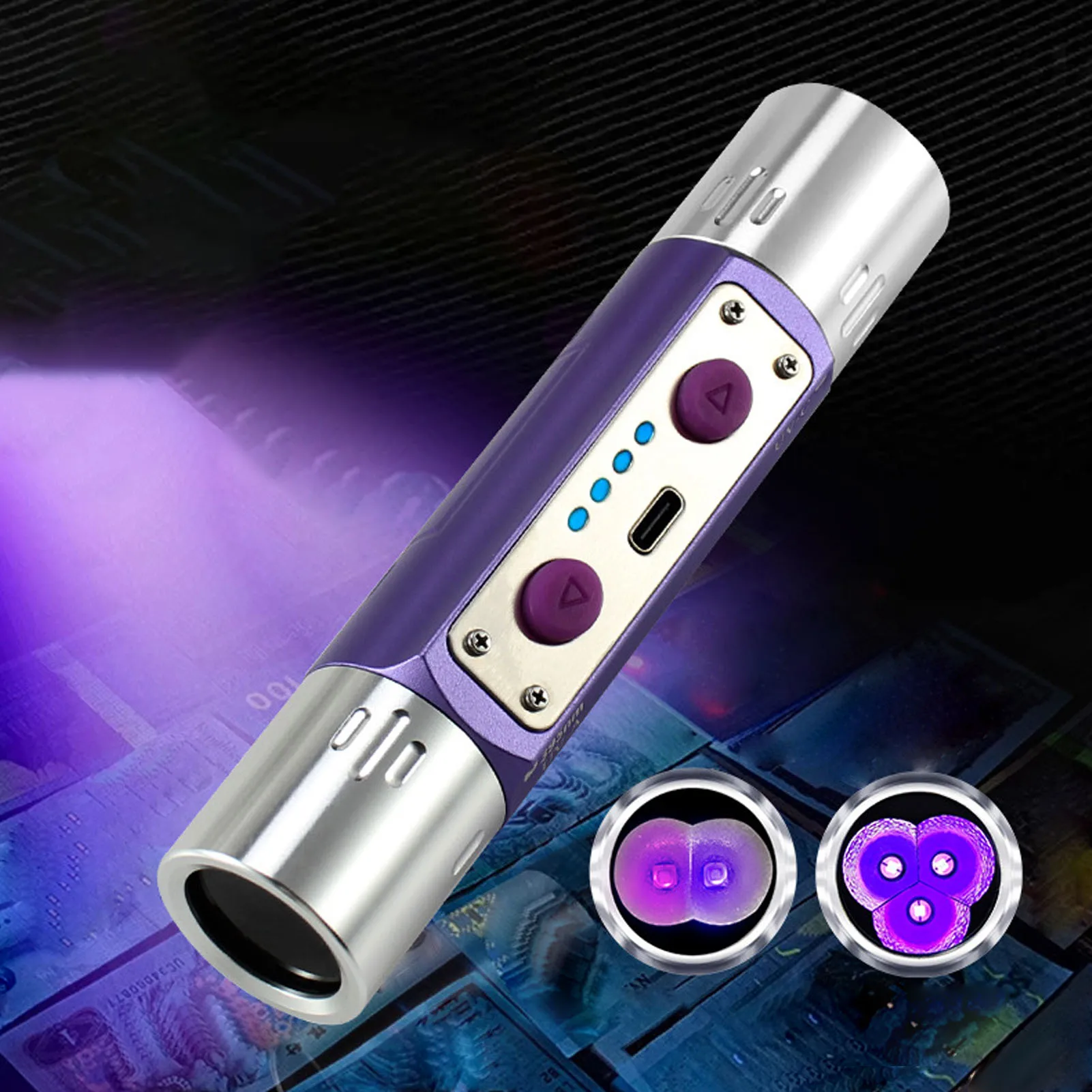 

Violet Light Flashlight UV Money Detector Purple Light Flashlight for Bill Jewelry Ink Currency Fluorescent Agent Detection