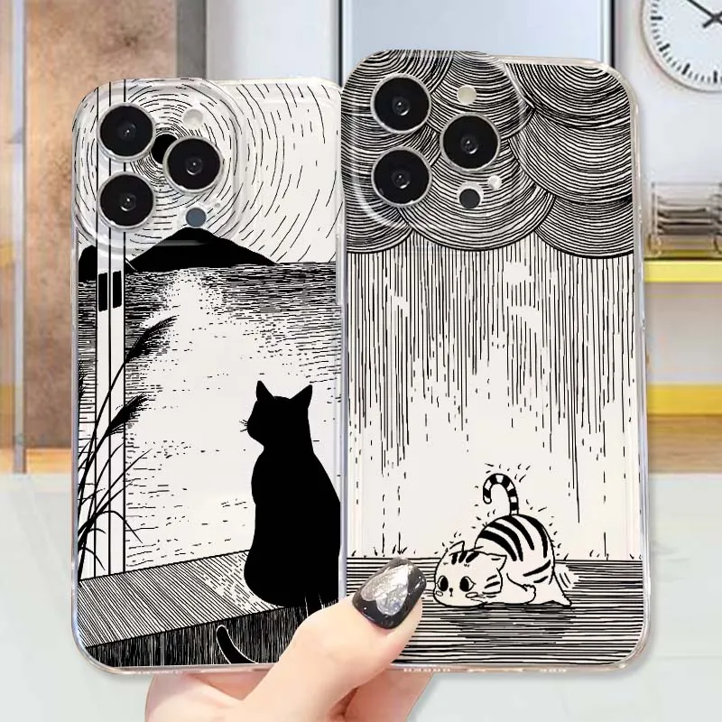 

Tiger Rain Umbrella Phone Case For Apple iPhone 17 16 15 14 13 12 Mini Air Pro Max Plus Space Shell