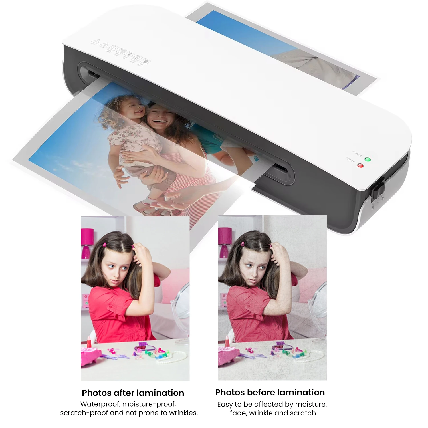 Machine à plastifier A4/A5/A6, plastification rapide et efficace pour la maison et le bureau, documents A4 pour papiers, photos, affiches, signalétique, certificats avec 6 feuilles