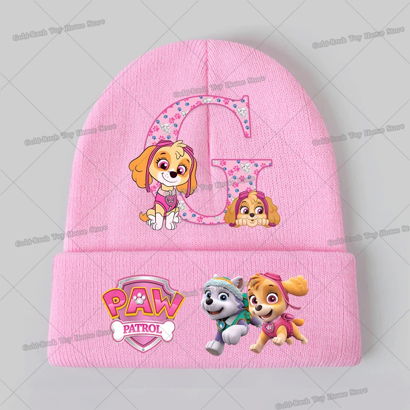 Czapki Zimowe Psi Patrol dla Dziewczynek Skye Litera A-Z Dzianinowe Czapki typu Bonnet Śliczne Kreskówkowe Czapki dla Dzieci Utrzymujące Ciepło Czapki typu Skullies dla Dzieci