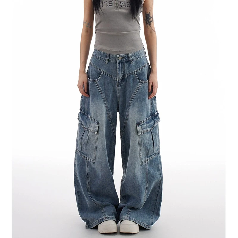 Pantalones vaqueros de cintura alta Retro coreanos para mujer, ropa nueva, pantalones vaqueros holgados, pantalones de pierna recta cómodos para mujer