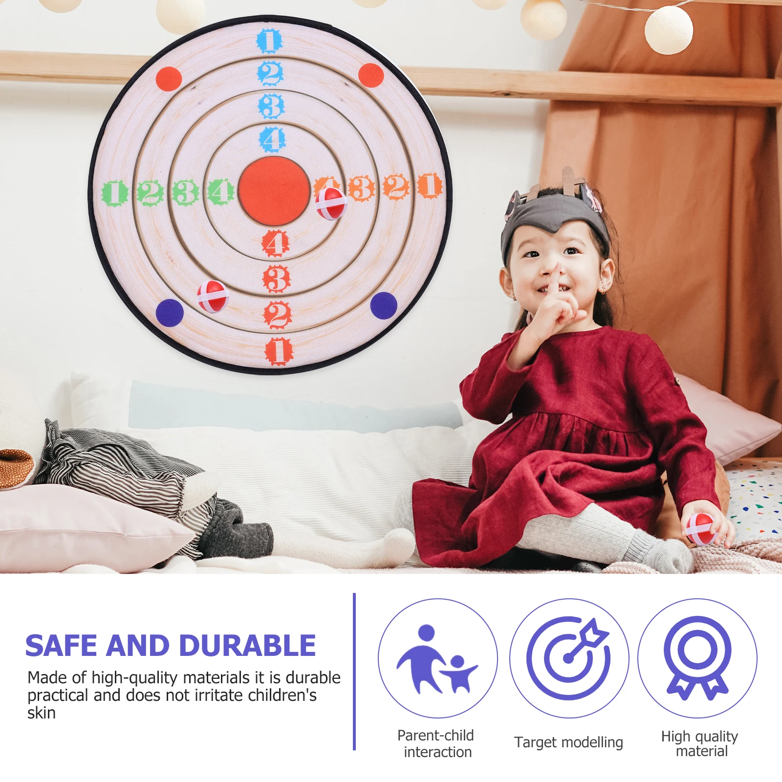 

2 Sets Outdoor Toys for Kids Dart Plate Sticky Ball Board Plaything Throw Child