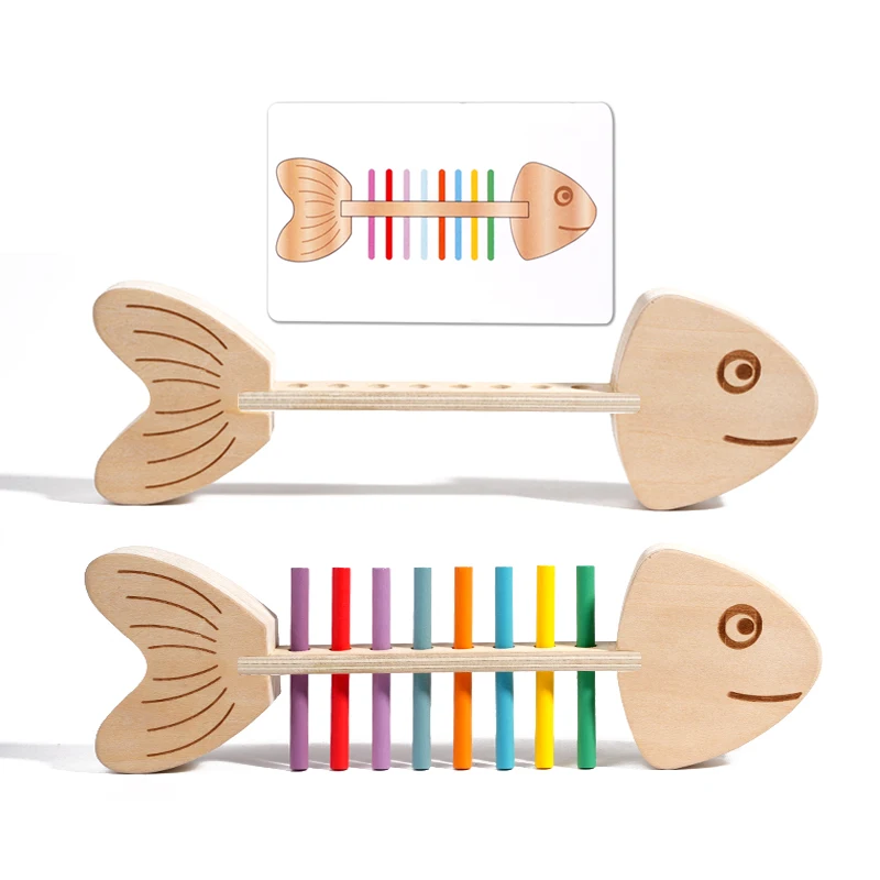 Montessori Puzzle di abbinamento dell'osso di pesce Giocattolo Classificazione dei colori e gioco di abbinamento sensoriale Giocattolo regalo per la crescita dei bambini
