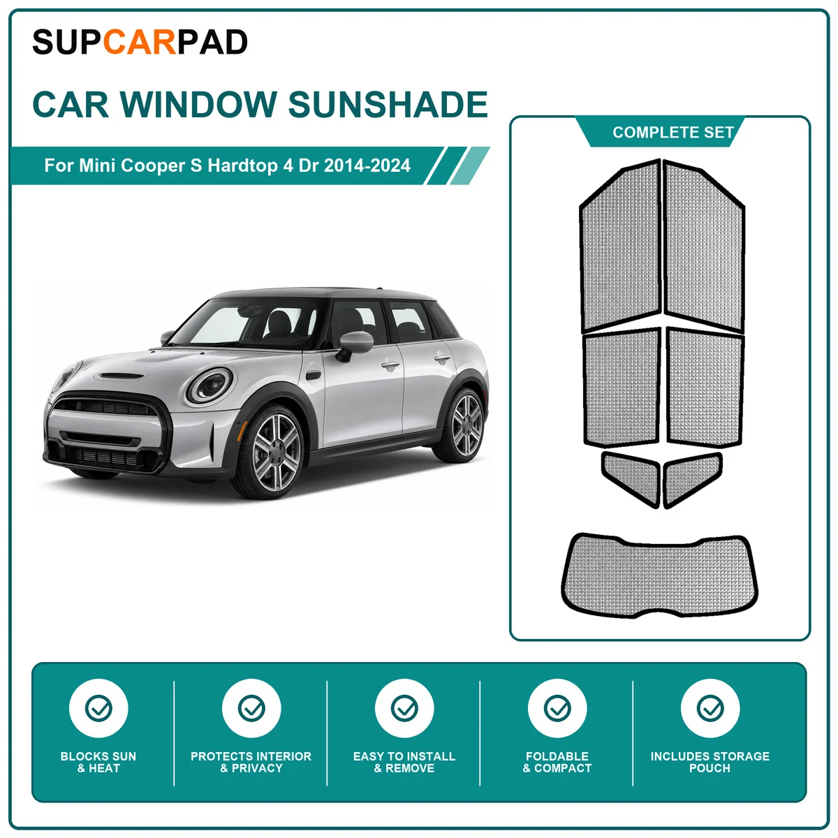 For Mini Cooper S Hardtop 4 Dr 2014-2024 Full Set Car Window Sunshades UV Block Privacy Heat Insulated Foldable Car Curtain
