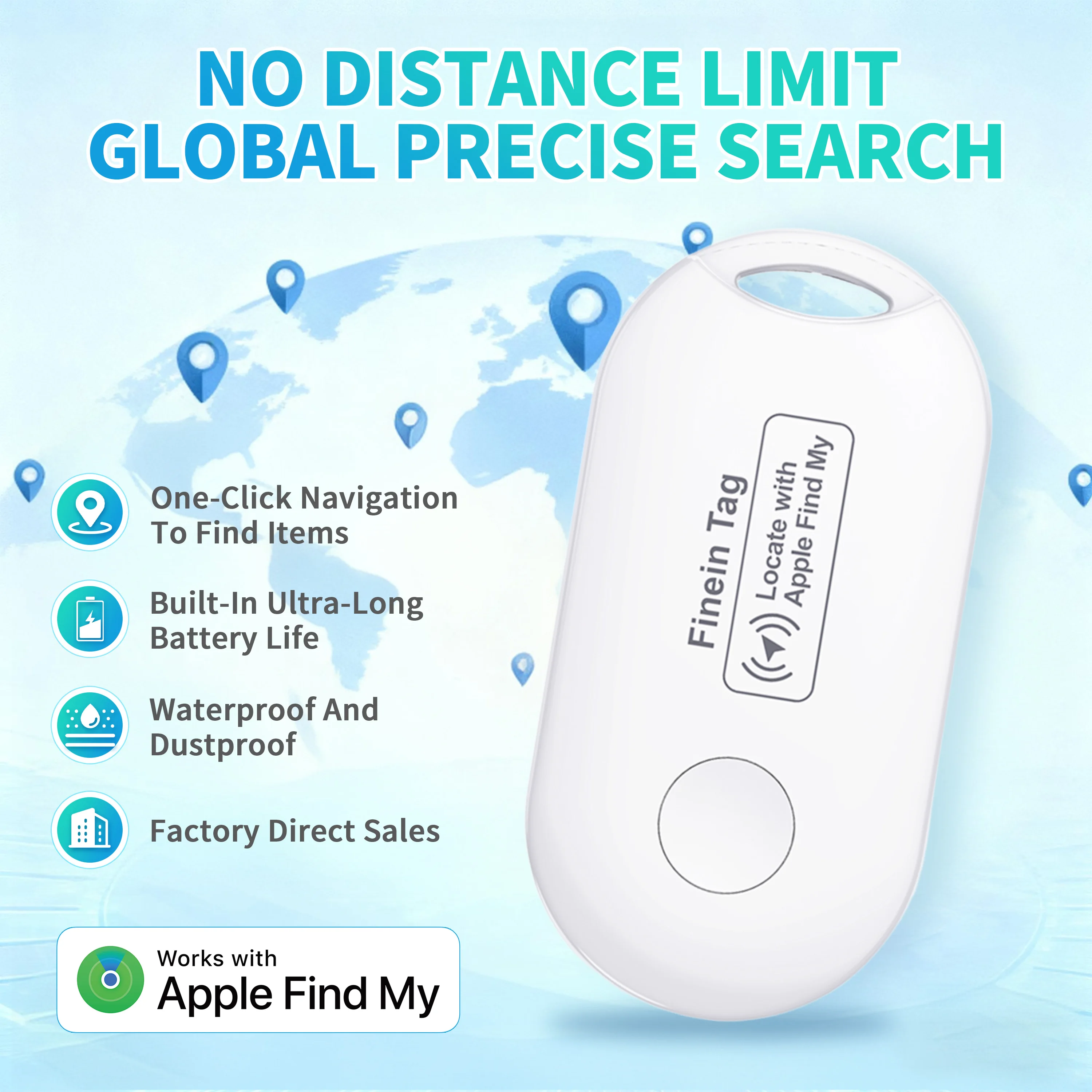 FocusOnPC Mini Smart Tag Global Locator Works with iPhone Find My App Anti Lost Reminder Tracker Key Finder for Car Wallet