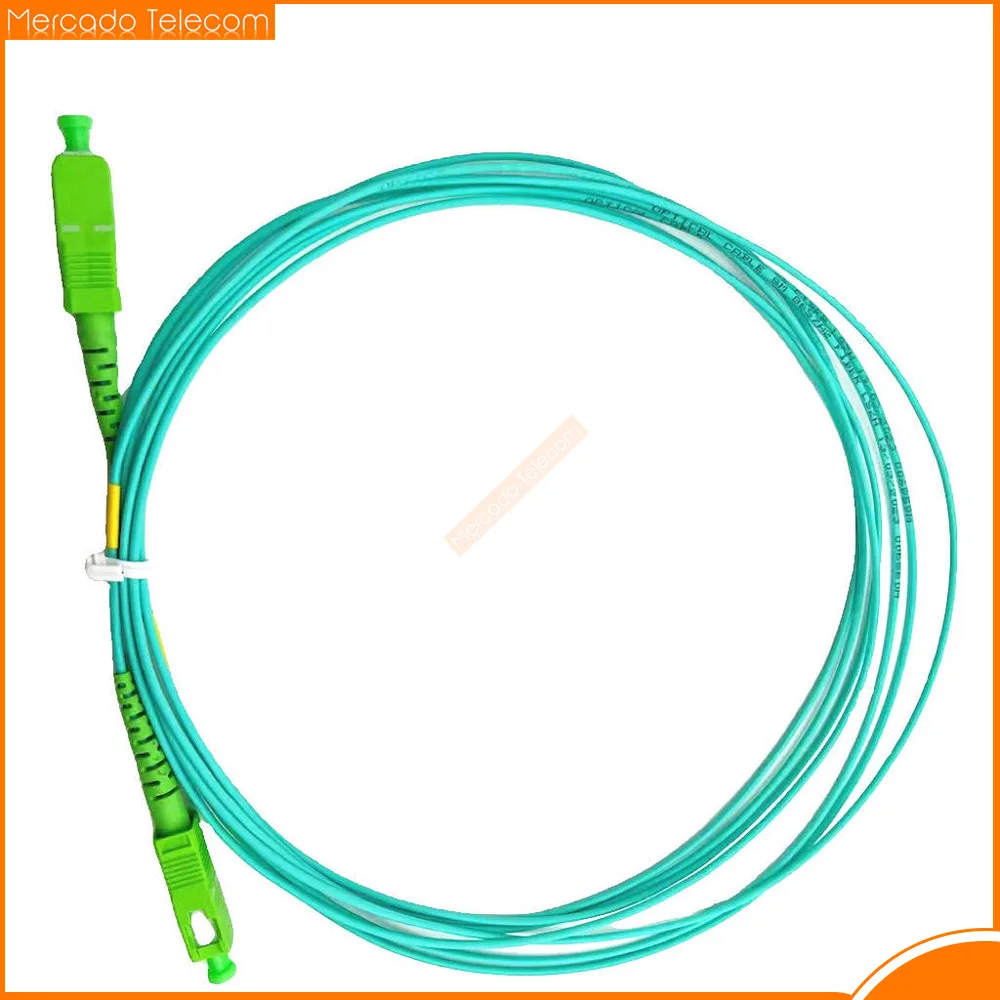 100 Pcs SC/APC-SC/APC Single Mode G657A2 Simplex 1.6mm 3.5 Meter Length Fiber Optic Patch Cord Aqua LSZH