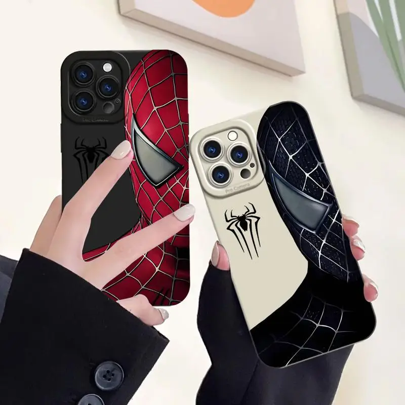 Marvel Sipider Man Phone Case for iPhone 12 Pro SE XS Max 11 Pro 14 Plus 13 Mini XR 15ProMax Soft Square Liquid Cover