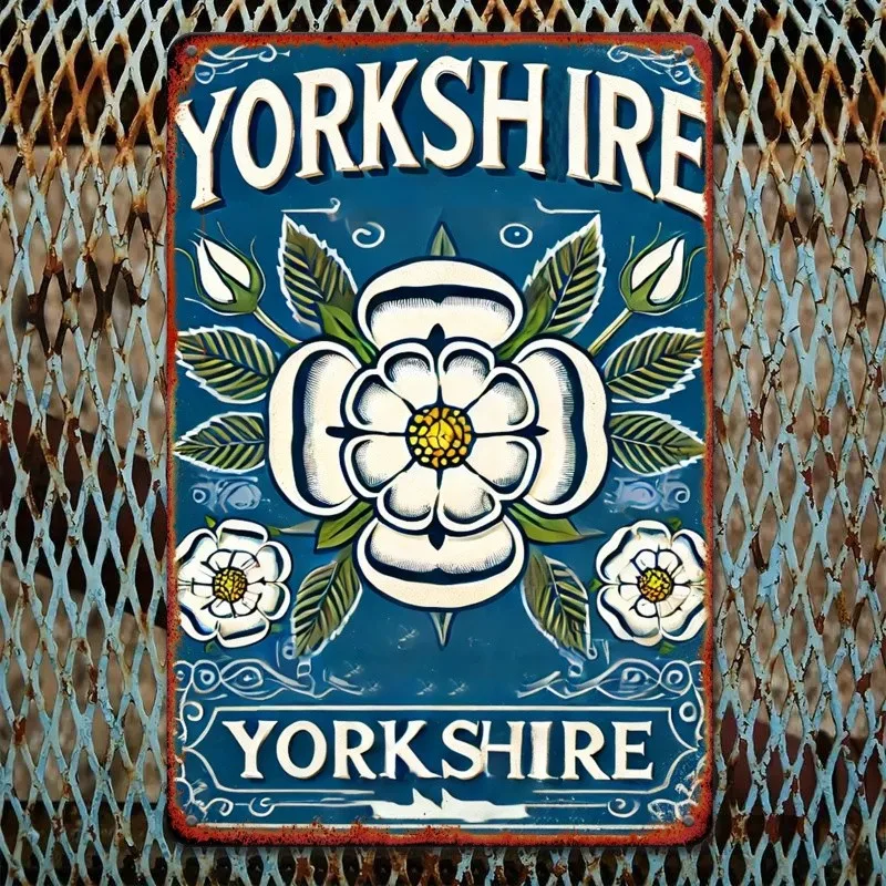 Large Yorkshire Rose Yorkshire County Tin Metal Signs Home Décor 8x12
