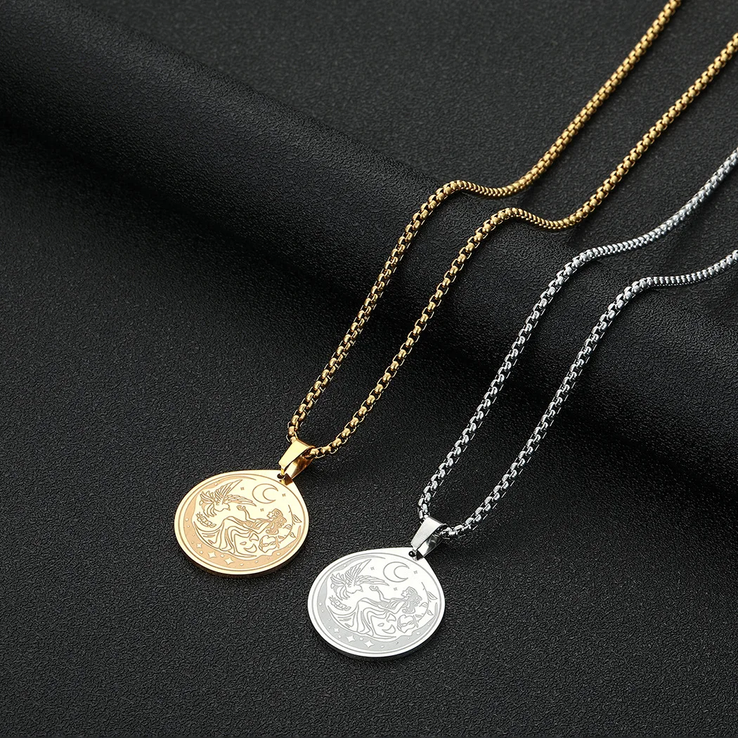 Stainless Steel Pendant Necklace Selene Is Goddess of The Moon Lucky Fashion Jewelry Necklace Accessory