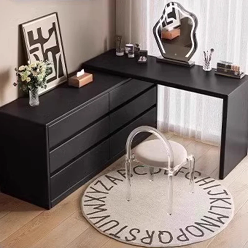 Modern Dressing Table Living Room Vanity Table Bedroom Makeup Mirror Cabinet Nail Study Bedside Penteadeira Black Furniture