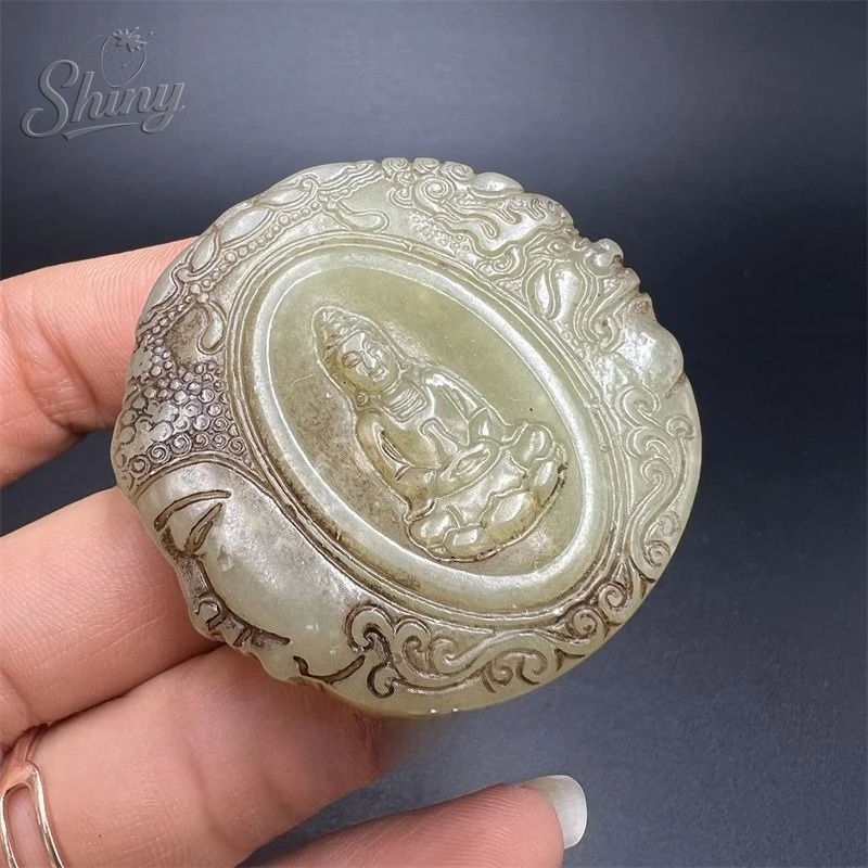 Chinese Antique Jade Hand-carved Guanyin Statue Feng Shui Ornaments Buddhist Prayers Amulets