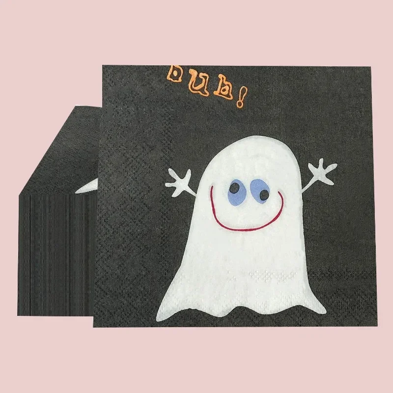 

20pcs/Pac 33*33cm 2-Ply Spooky Halloween Party Cocktail Napkins Commercial Drawing Paper Squares White Ghosts Paper Placemats