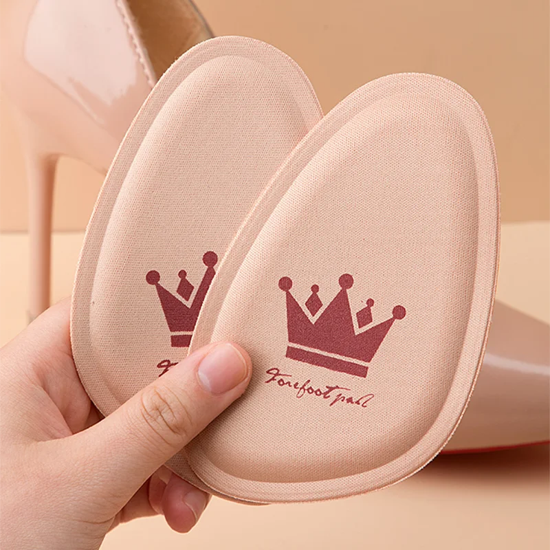 1Pair Non-slip Crown Heels Forefoot Pads Women Cushion Pain Relief Foot Care Pad Heels Half-size Insert Shoe Sole Foot Insoles