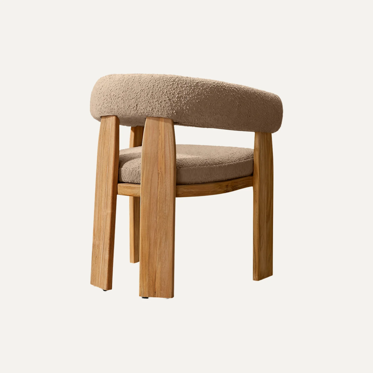 Modern Ergonomic Solid Teak Wood Eco-Friendly Tropical Design Dining Chair Waterproof Upholstered Fabric Cushion Home Furniture