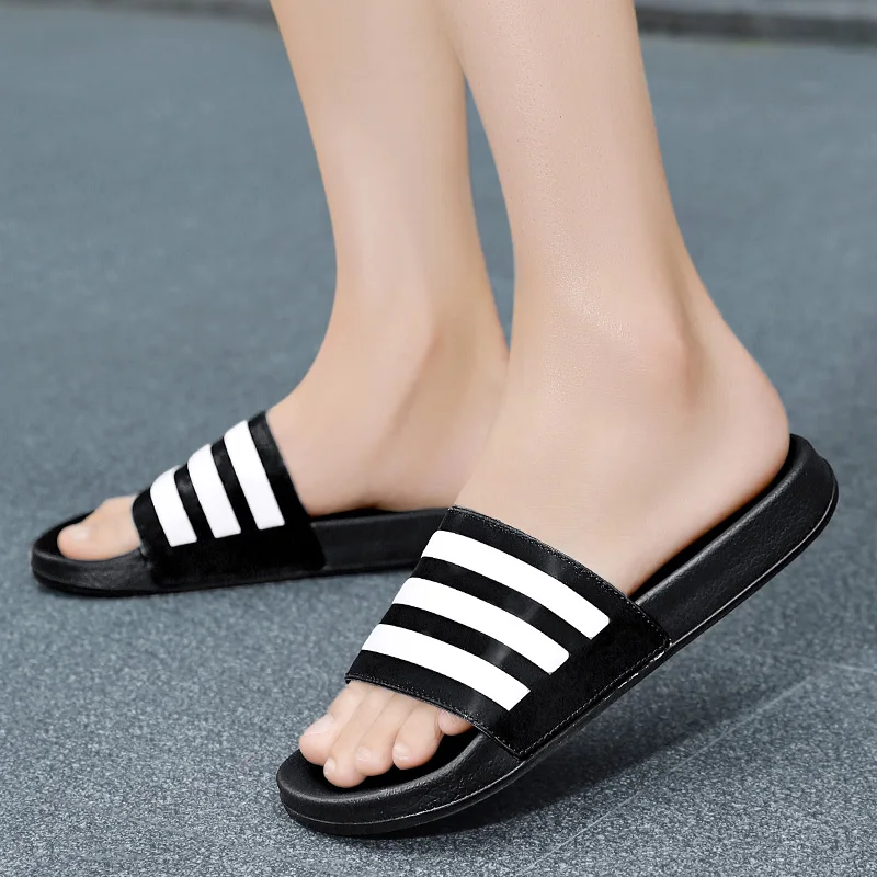 Brand Men Slippers Shoes Non-slip Fashion Sandals Rubber Flat Slides Size 45 Outdoor Summer Water Shoes Mens Beach Slippers 2024