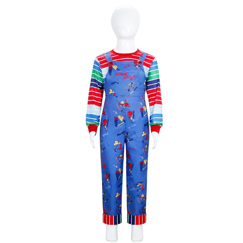 Anime Chucky Role Dress spaventoso Child is Play Chucky Cosplay Costume Cos maschere tute abbigliamento di Halloween per uomo donna Party