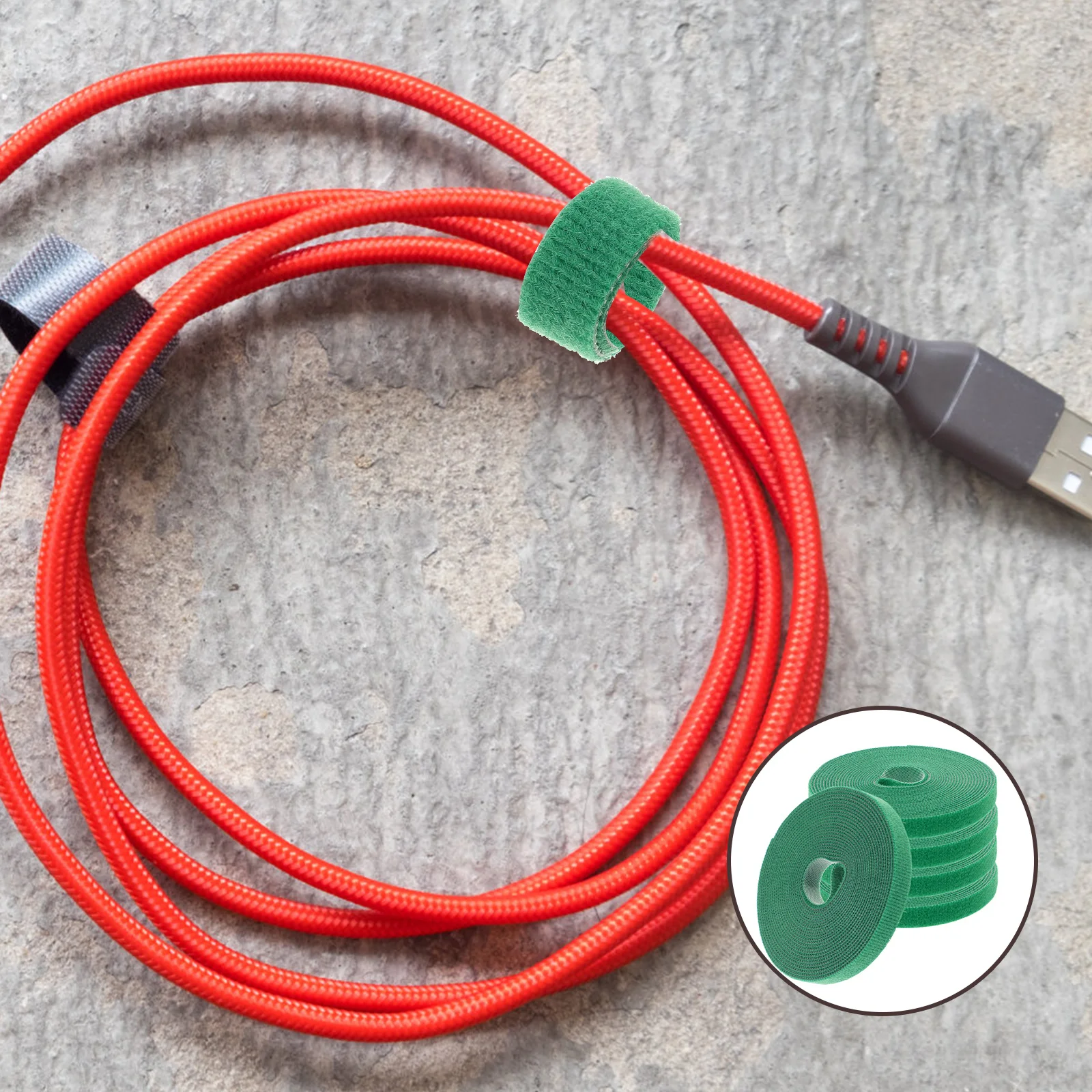 

5pcs 5 Rolls Hook Loop Tape Roll Cable Management Straps Self Adhesive Reusable Organizing Tapes For Home Office Plant Fixing