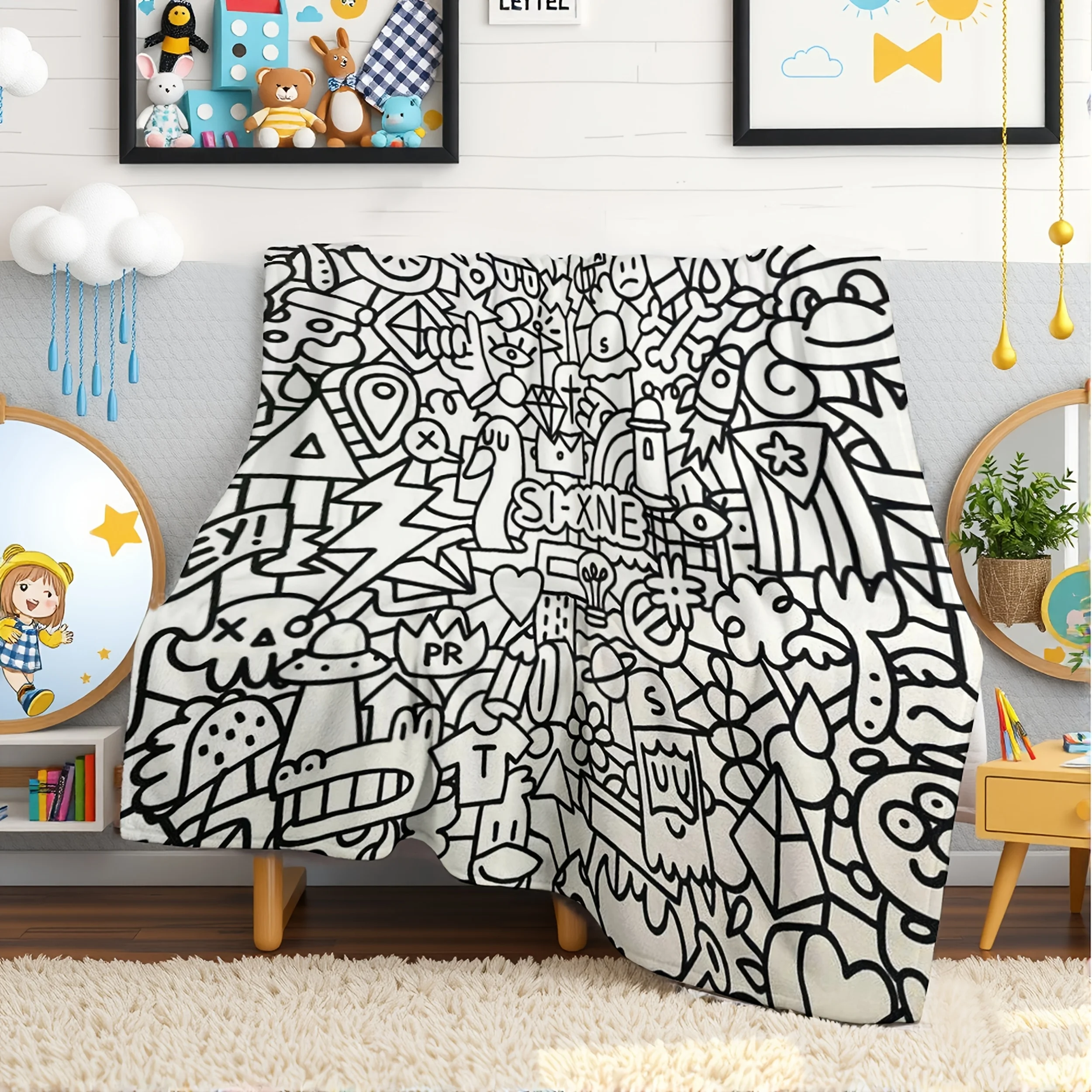 

Anime Flannel Blanket Soft Throw for Couch Bed Travel Camping Japanese Manga Art Design Character Print Decor Birthday Gift