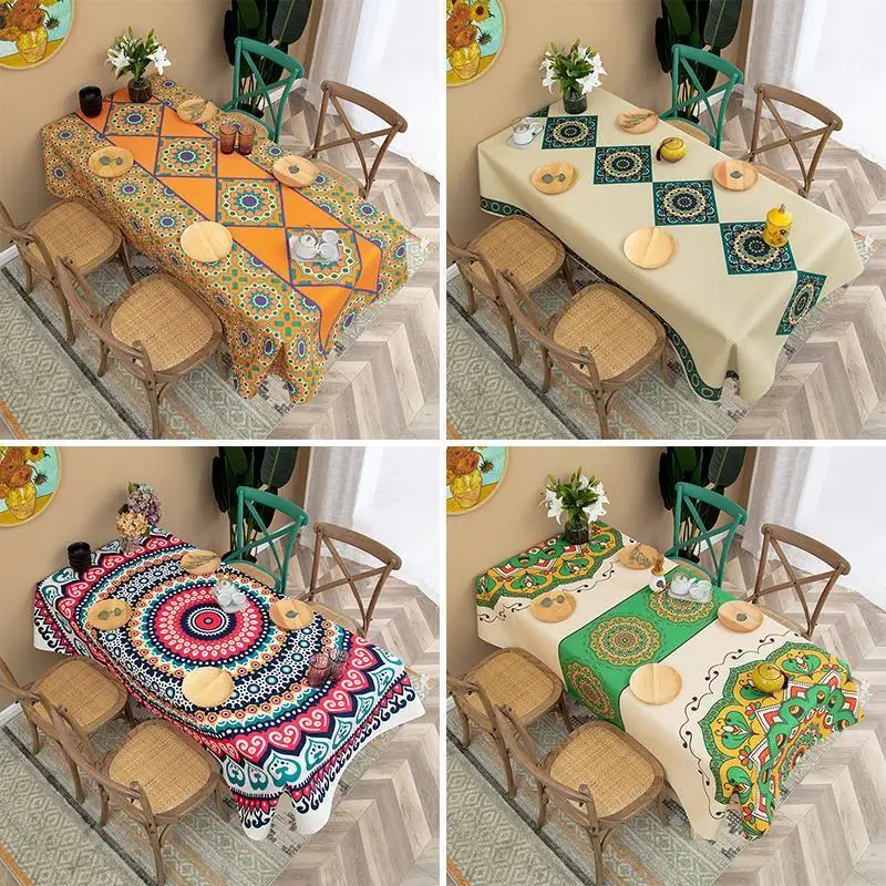 

Bohemian Ethnic Print Desk Cloth Coffee Table Tablecloth Rectangle Cafe Tablecloth Table Cover Wedding Decor Nappe De Table