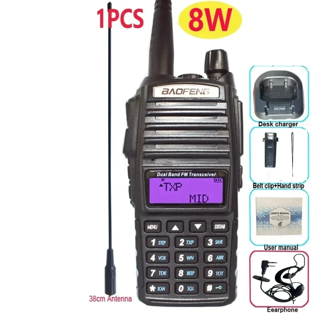 BAOFENG Professional Walkie Talkie UV82 FM UV 82 8W Ham Radio Station VHF UHF Transceiver Hunting Radios Amateur Comunicador