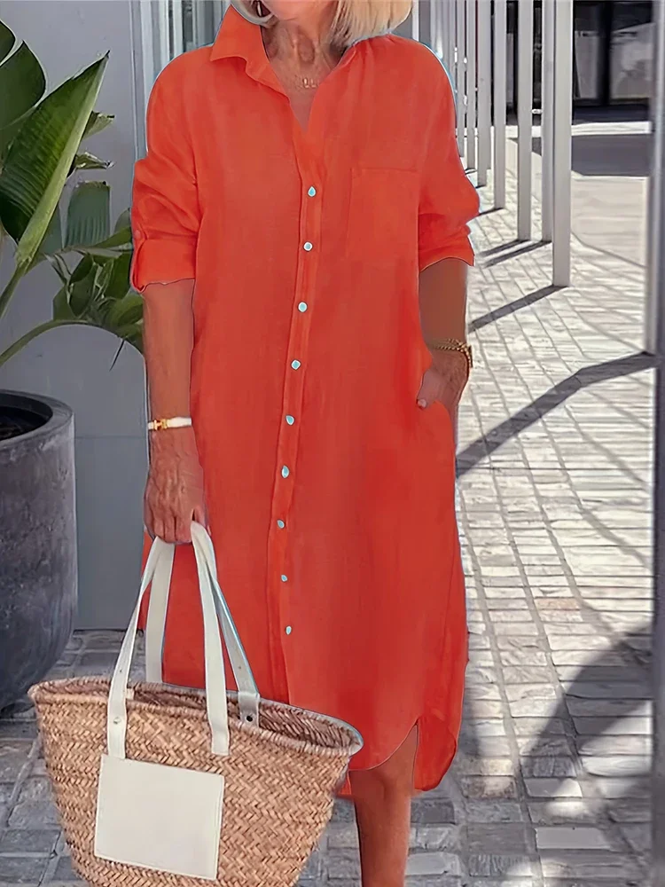 Camicia alla moda Gonna lunga Primavera ed estate Camicia casual a maniche lunghe quotidiana Abito Abiti da donna Abiti da donna