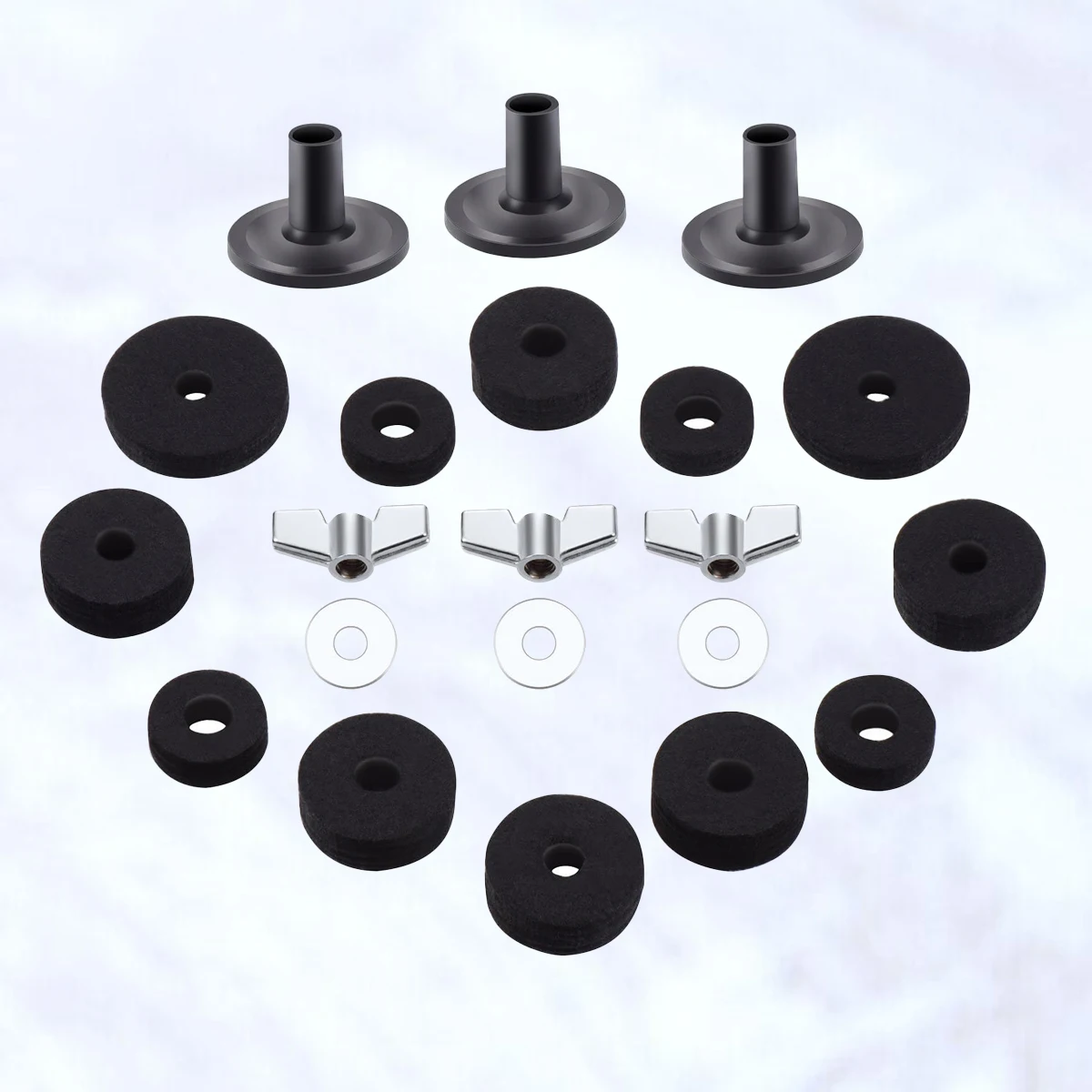 

21pcs Drum Felt Pad Non-slip Anti Friction Protective Washer Replacement Cymbal Hi Hat Felts Wing Bolts Sleeves Boom Stands