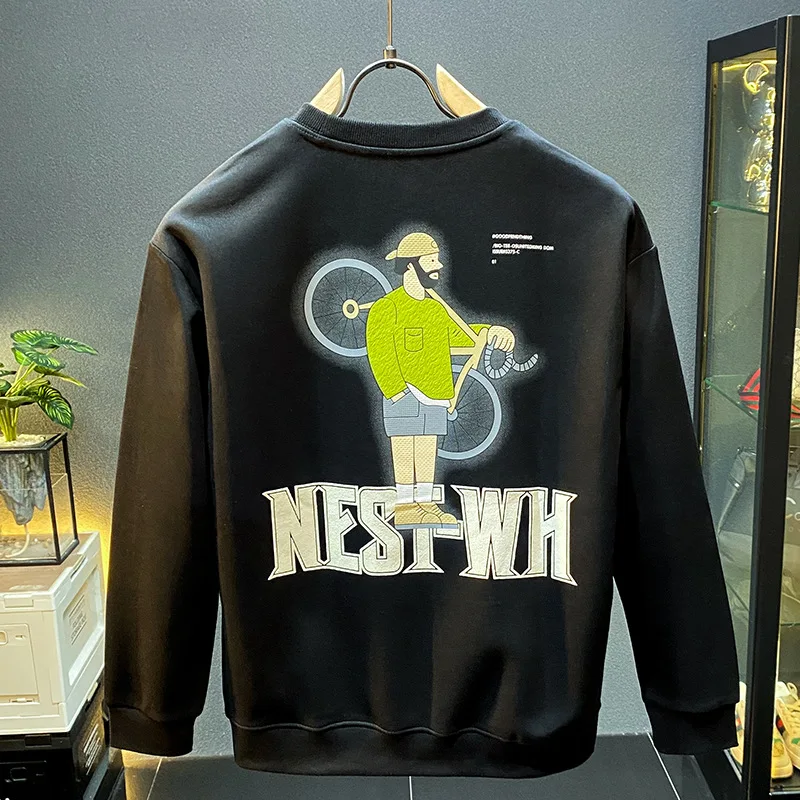 Sweater Men 2024 New Autumn Casual Fashion Printing High-End Long-Sleeved round Neck Bottoming Shirt Top