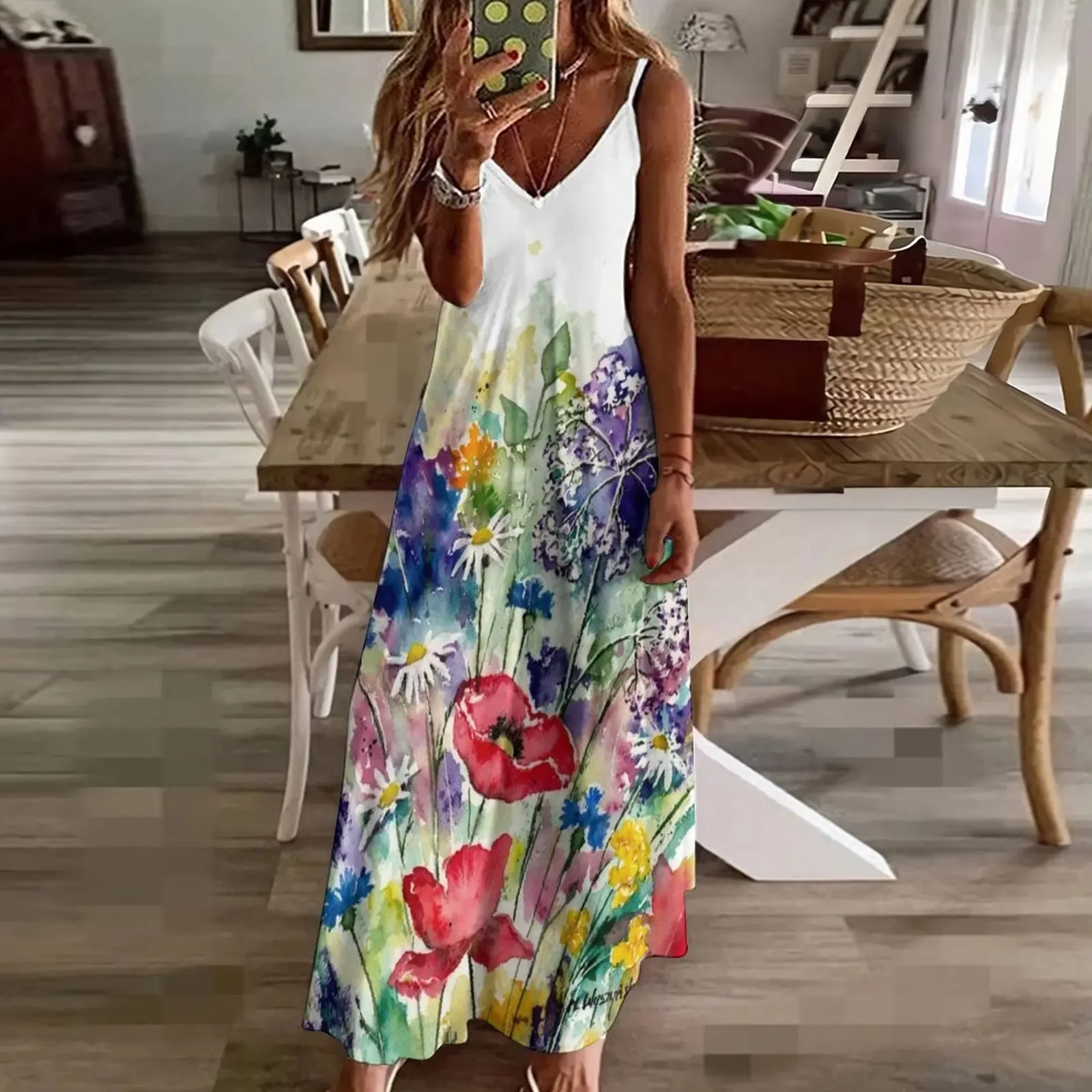 Frühlingsblumen Aquarell ärmelloses Kleid Kleidung sexy kurze Kleider gewagtes Kleid