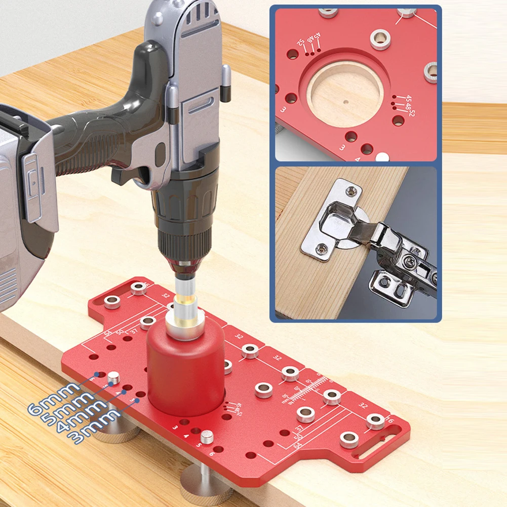 1 Set Drilling Guide Template Aluminum Pocket Hole Jig Kit System Holes Jig Hinge Puncher Locator Aluminum Pocket Hole Jig Kit