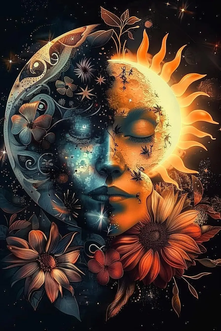 

300/500/1000 Piece Wooden Jigsaw Puzzle for Adults Sunflower Sun and Moon Art Puzzles Stress Relief Home Decoration Family Games