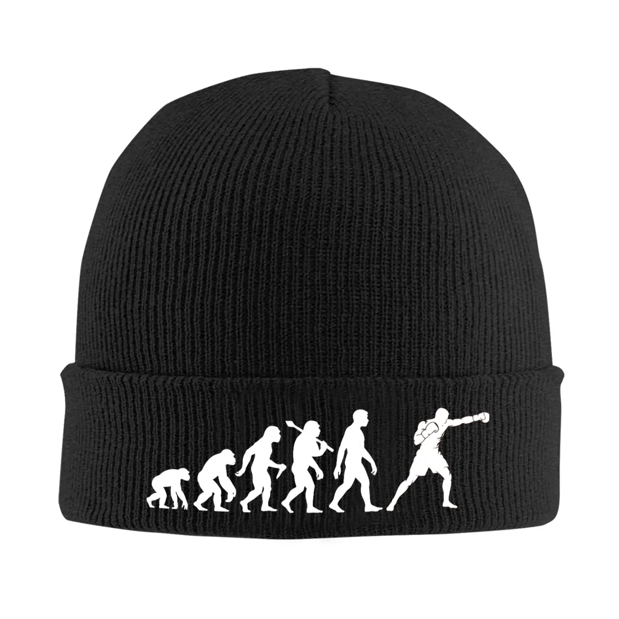 Boxing Evolution Graphic Boxers Beanie Hats  Knitted Hat Unisex Adult Vintage Warm Caps Autumn Winter Hippie Design Bonnet Hats