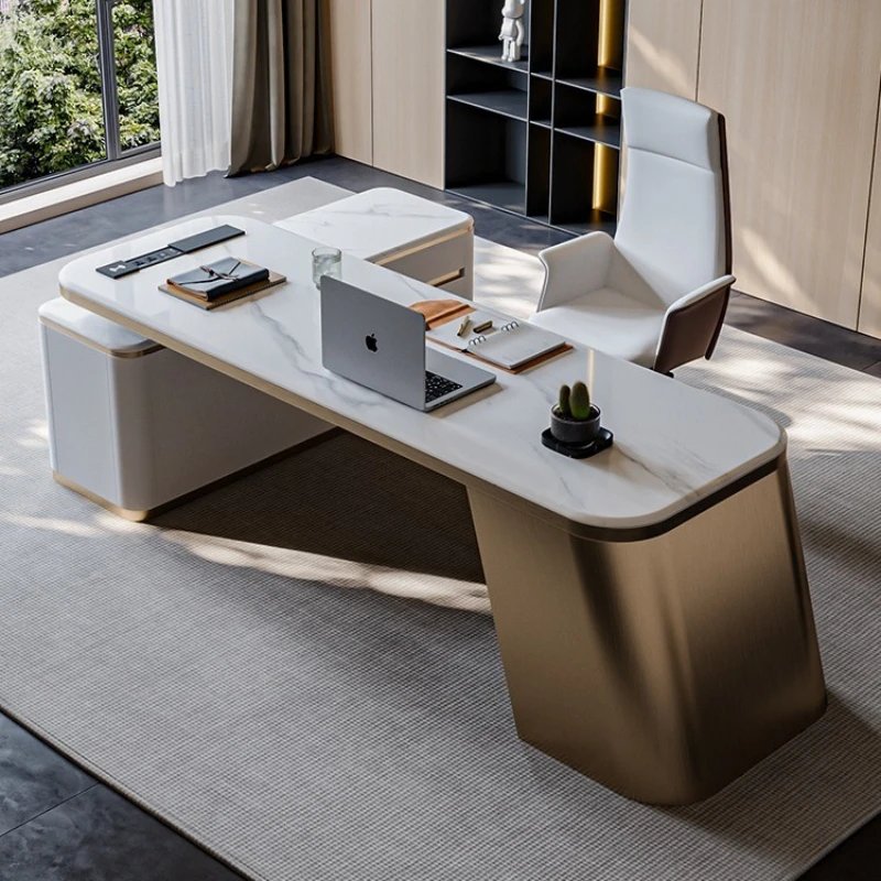 

Light luxury supercrystalline stone study desk Modern simple home computer desk High-end minimalist medical beauty consultation