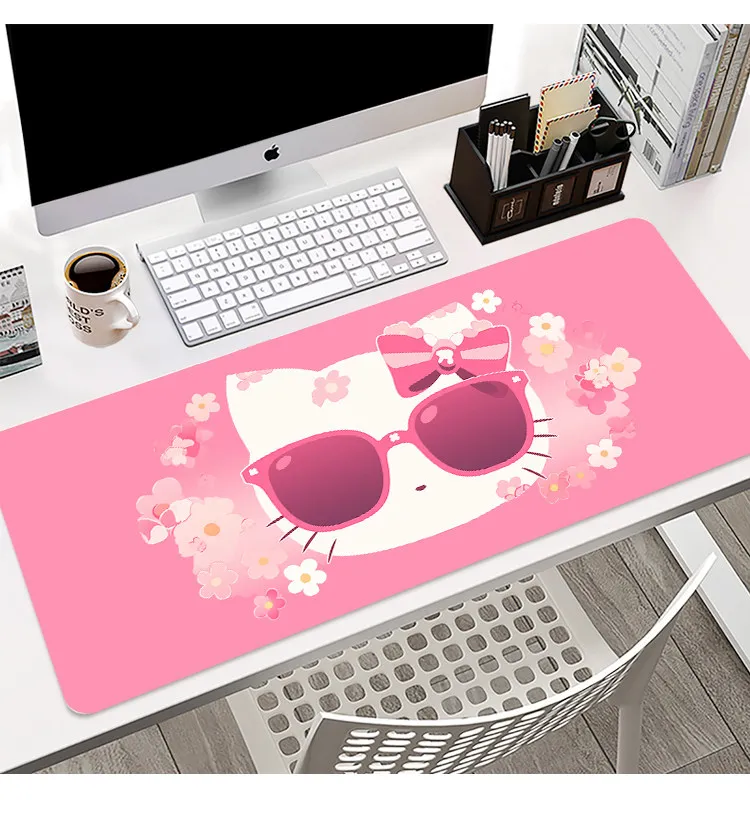 

High Quality Hello Kitty Printed Non-Slip Leather Mouse Pad Oversized Cute Sanrio Cinnamoroll Girls Desk Pad Kuromi Computer Mat