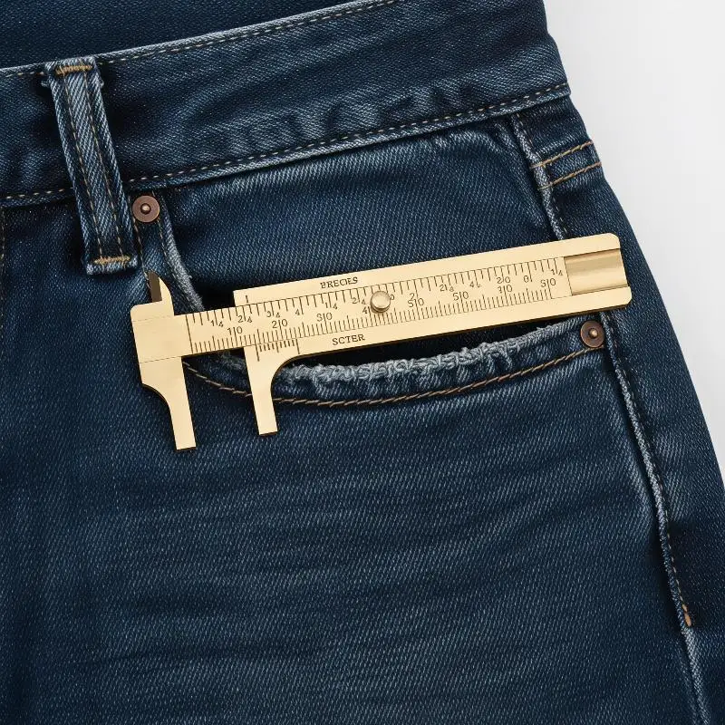 Brass Vernier Caliper, Mini Precision Measuring Tool With Metric & Imperial Scale, Pocket Size Slide Gauge For DIY