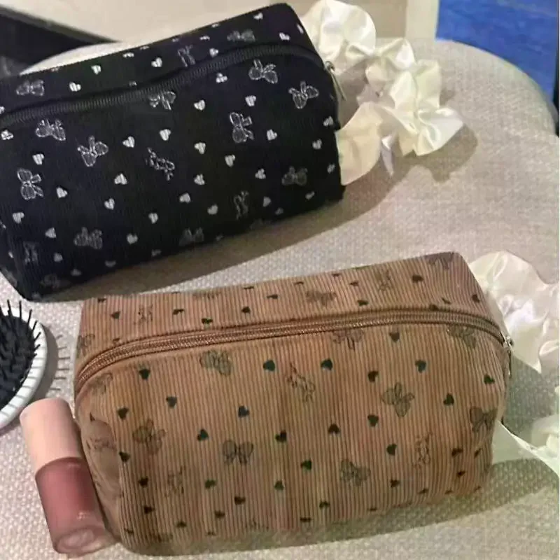 Kawaii سروال قصير القوس حقيبة مستحضرات تجميل سعة كبيرة المرأة متعددة الوظائف حقائب مستحضرات التجميل حالات حقيبة يد مقلمة حقيبة التخزين