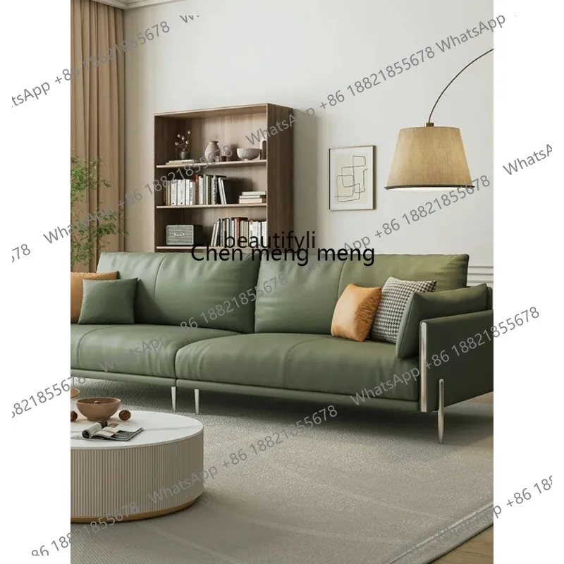 new HJ-Minimalist Light Luxury Leather Sofa for Living Room, Simple Down, Straight Row Sofa ss 26