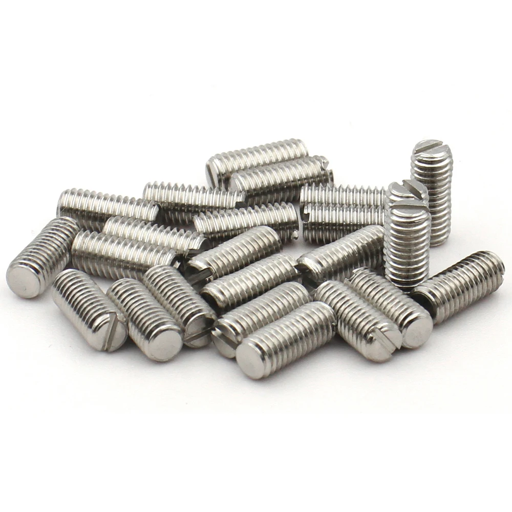 50-2개 304 스테인리스 스틸 M1.6 M2 M2.5 M3 M4 M5 M6 M8 M10 슬롯형 플랫 포인트 세트 나사 헤드리스 그럽 나사 녹 방지 내구성