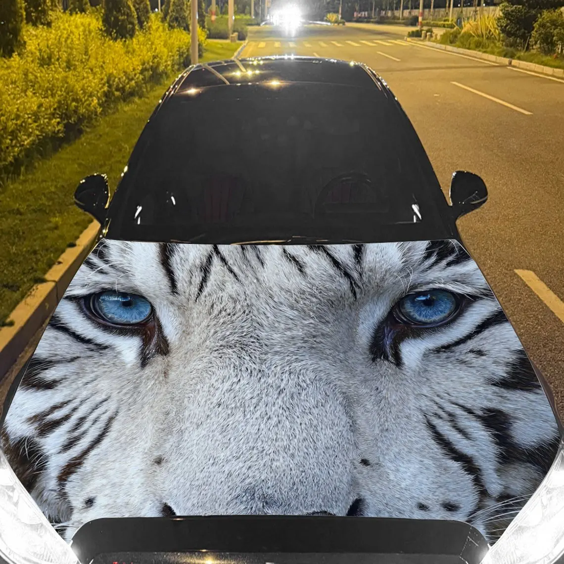 

Автомобильные наклейки «Белый тигр», прыгающий пирсинг, голубые глаза и очаровательный контраст в жирном периоде, наклейка на капот автомобиля,