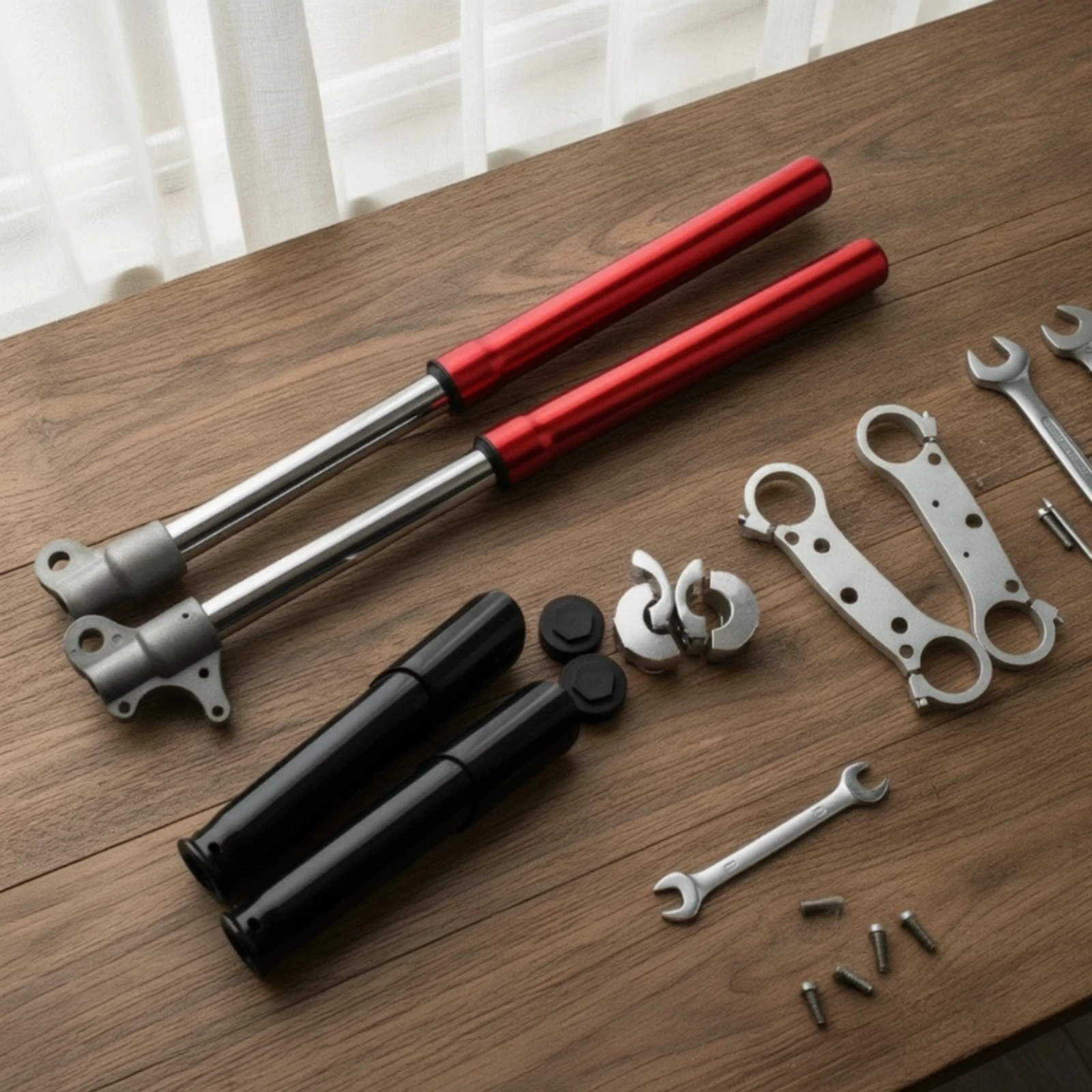 Motorcycle Forks with Connecting Plate High Quality Inverted Front Forks Inverted Shock Absorbers Sturdy Front Fork Set