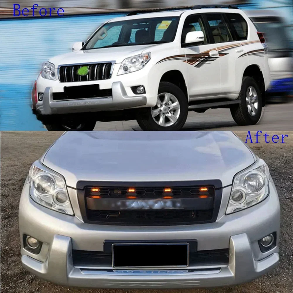 Racing Grille Front Upper Grill Black Grille With Led Letter 4x4 Off Road Auto For Land Crusier Prado Fj150 2010~2013