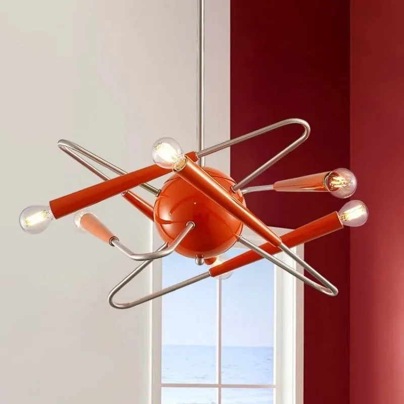 

Железные подвесные светильники Bauhaus Постмодернистское и средневековое искусство и креативный дизайнер Оранжевая столовая Гостиная Спальня Кабинет Люстра