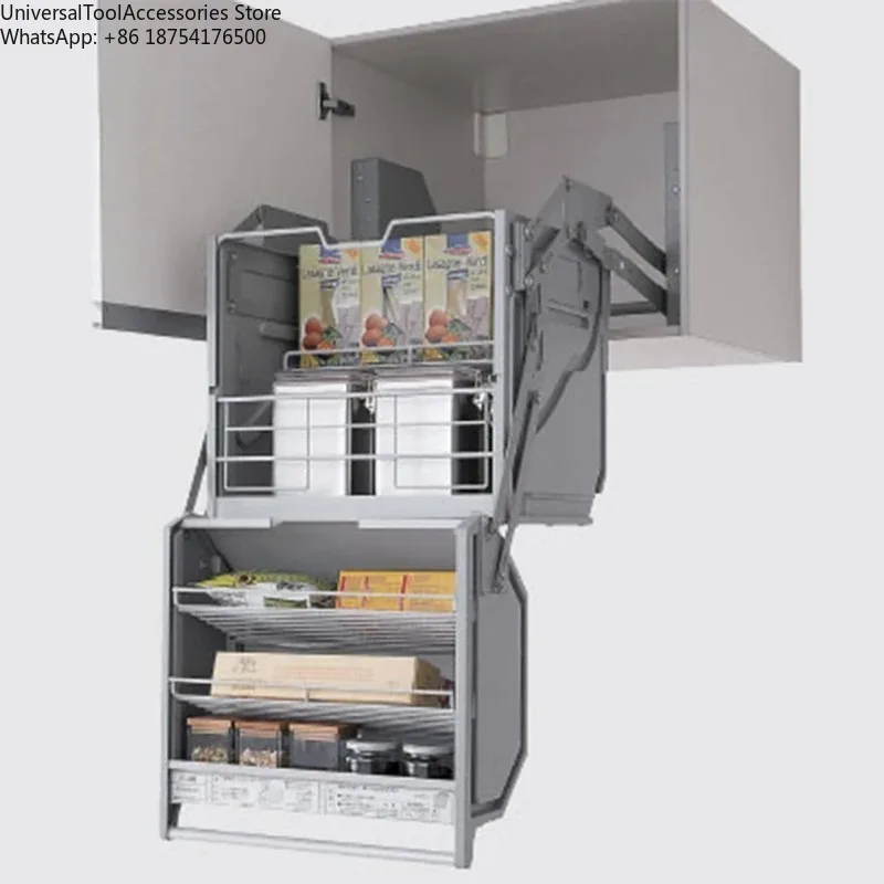Double Pull-down Cabinet Lifter Basket Kitchen Storage 2nd Floor Pantry Shelf Cabinet Pull out Organizer for Cupboards