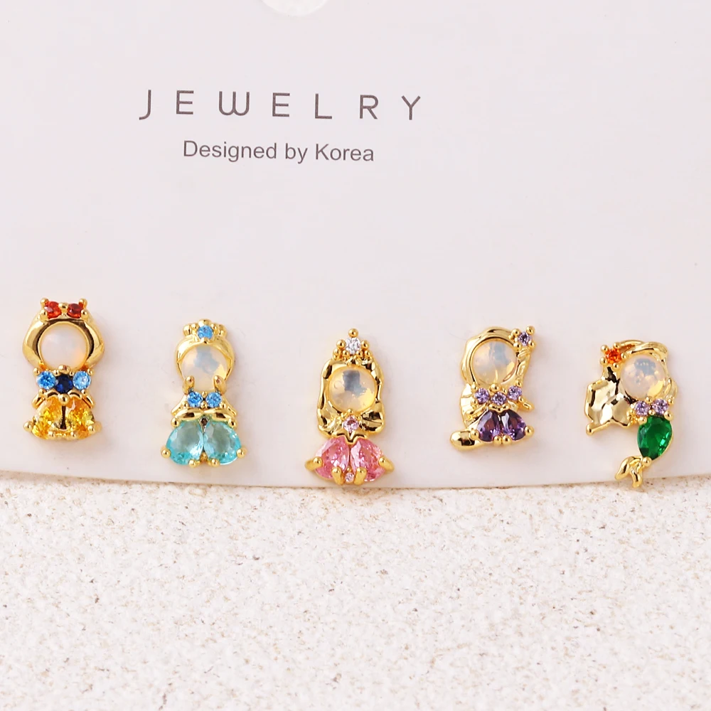 1Pair Sweet Trendy Zircon Stud Earrings For Women Girls Fovely Earrings Fashion Jewelry Gift
