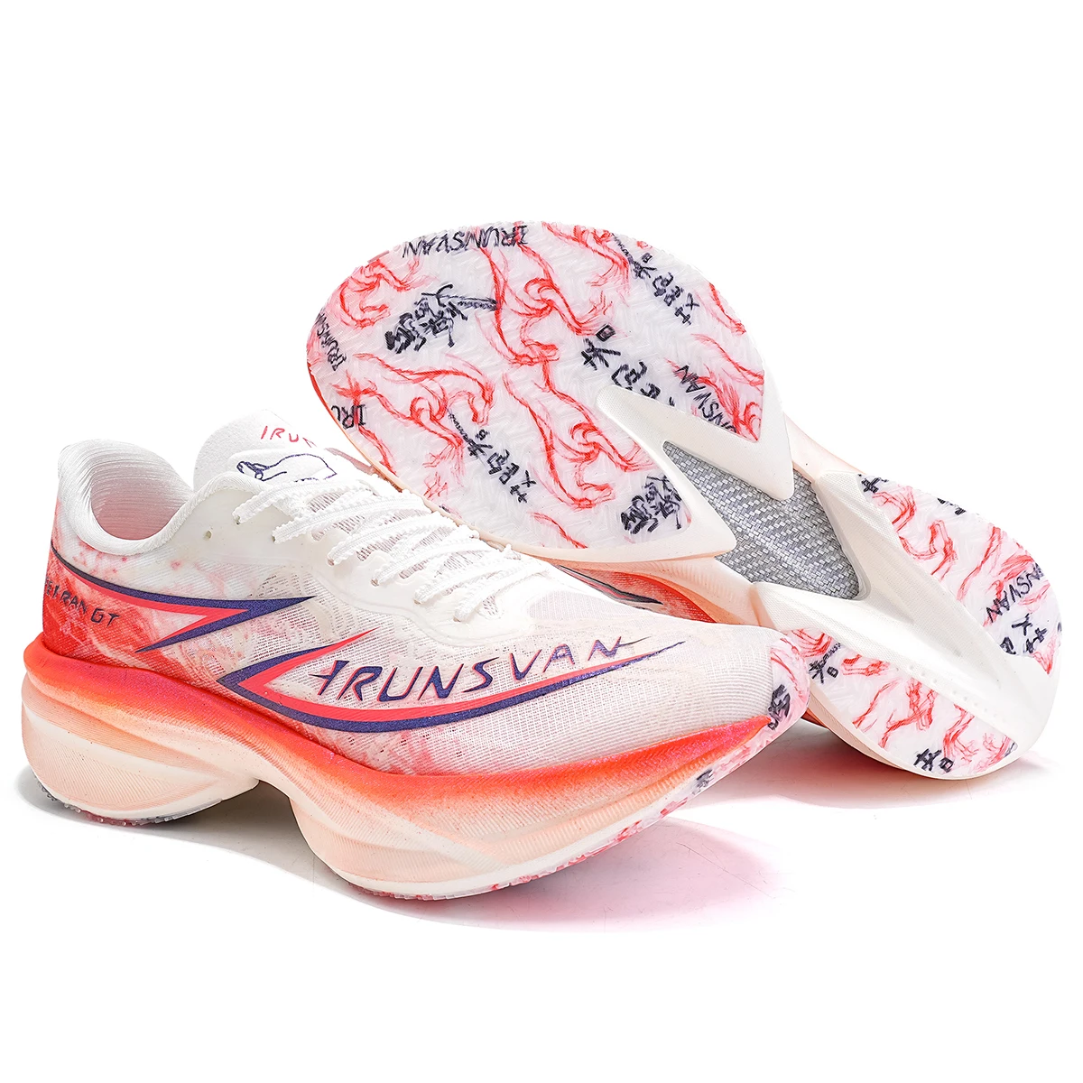 IRUNSVAN Full Palm Innovative Carbon Plate Board Double Knitting Breathable Dual Density Light Weight Fashion Sport Running Shoe